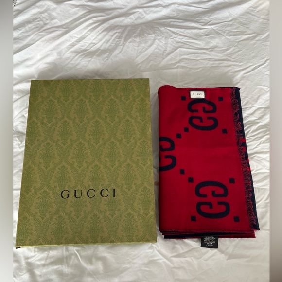 GG CASHMERE LAMÉ JACQUARD DOUBLE SIDED SCARF - Picture 5 of 7